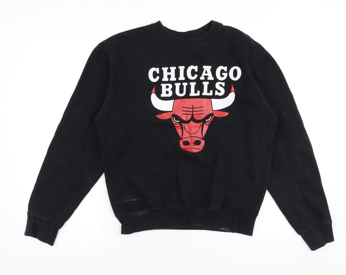 Additional front view of Fanoma women’s black polyester pullover sweatshirt, size S, pullover - chicago bulls