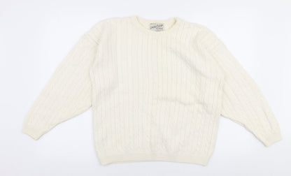 Limited Edition Knitwear Womens White Round Neck  Polyester Pullover Jumper Size M