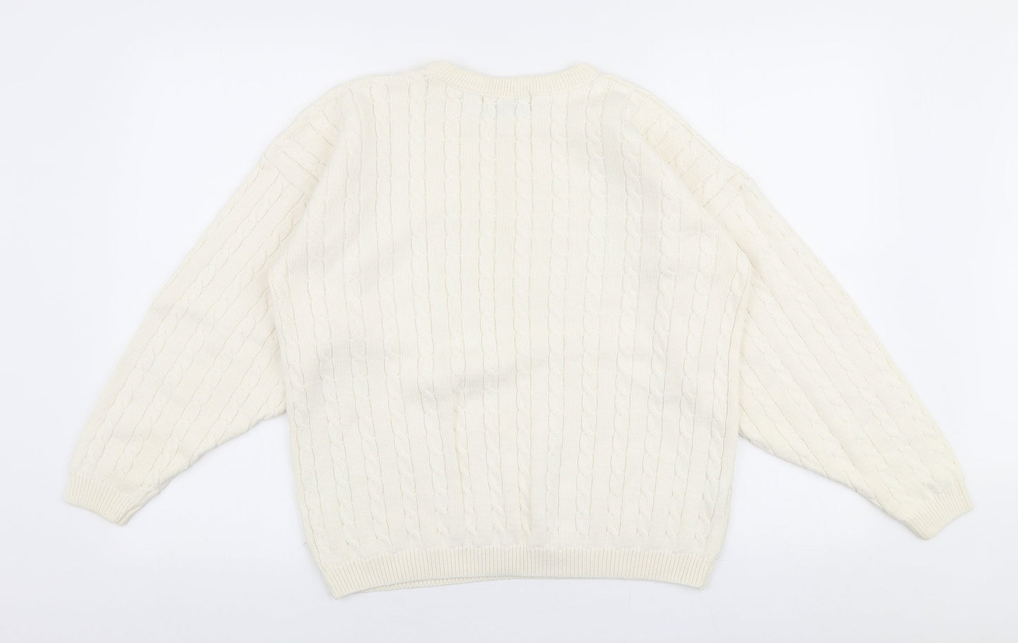 Limited Edition Knitwear Womens White Round Neck  Polyester Pullover Jumper Size M
