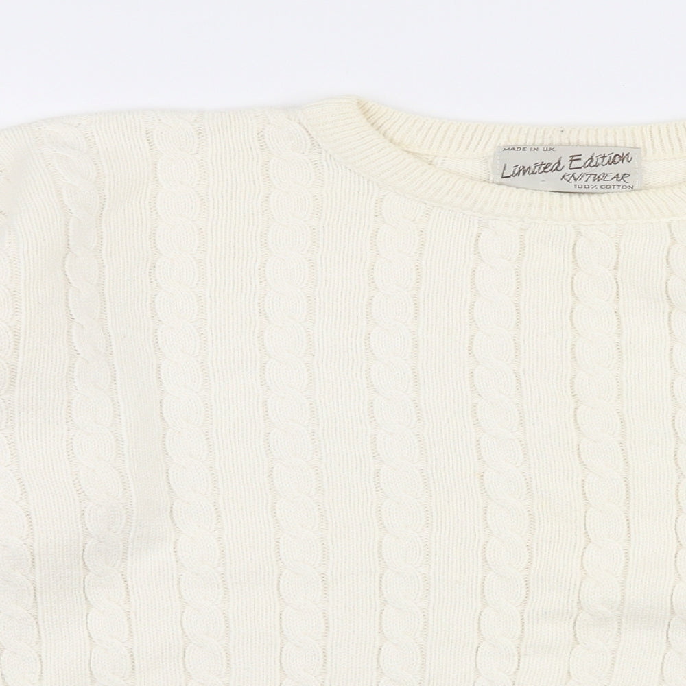Limited Edition Knitwear Womens White Round Neck  Polyester Pullover Jumper Size M