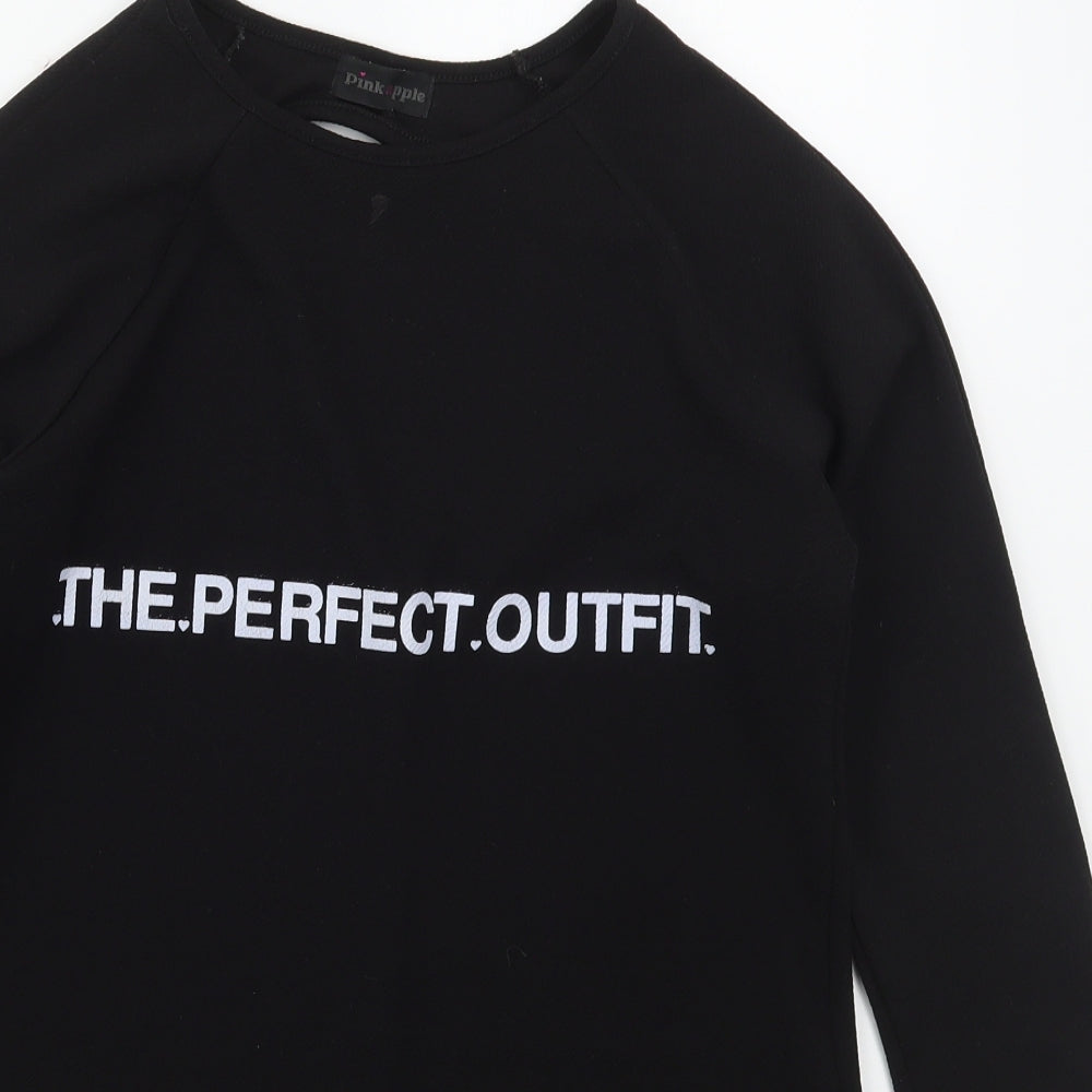 Pink Apple Girls Black  Polyester Pullover Sweatshirt Size 11-12 Years  Pullover - The Perfect Outfit