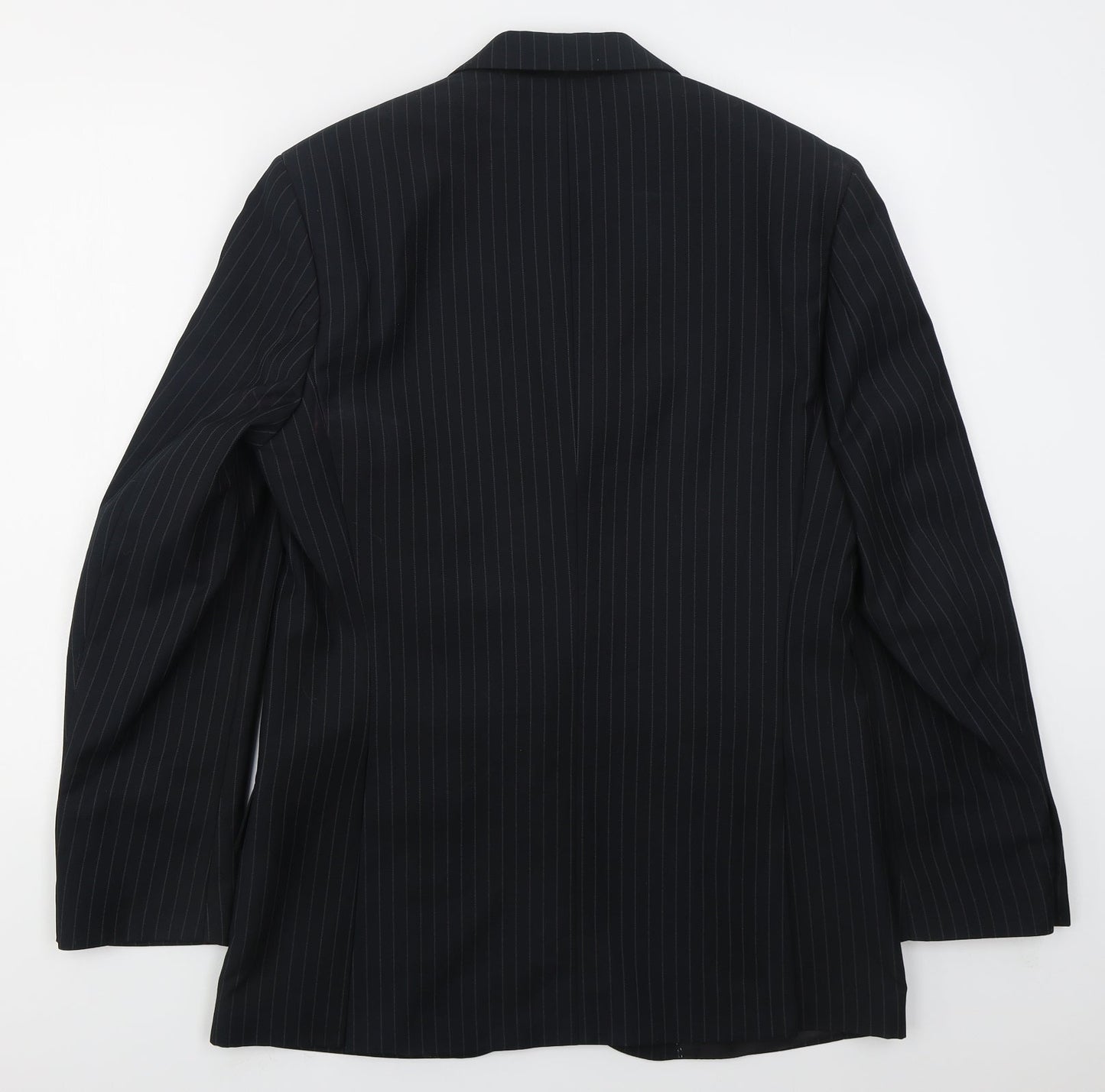 F&F Mens Blue Striped Polyester Jacket Suit Jacket Size 36