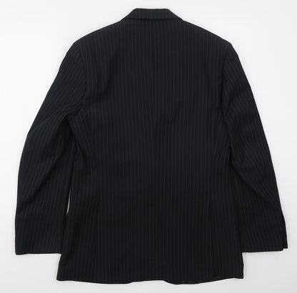 F&F Mens Blue Striped Polyester Jacket Suit Jacket Size 36
