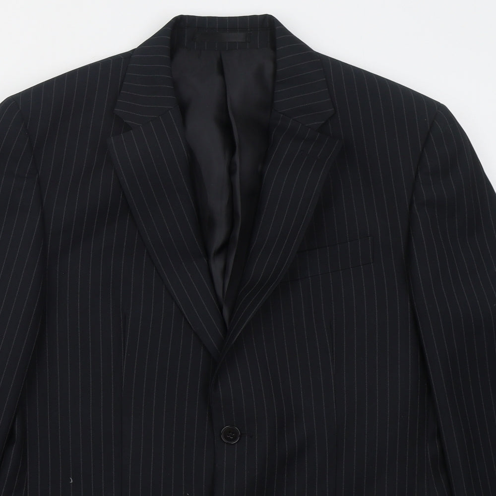 F&F Mens Blue Striped Polyester Jacket Suit Jacket Size 36