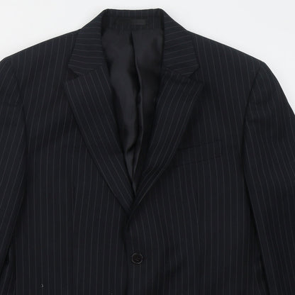 F&F Mens Blue Striped Polyester Jacket Suit Jacket Size 36