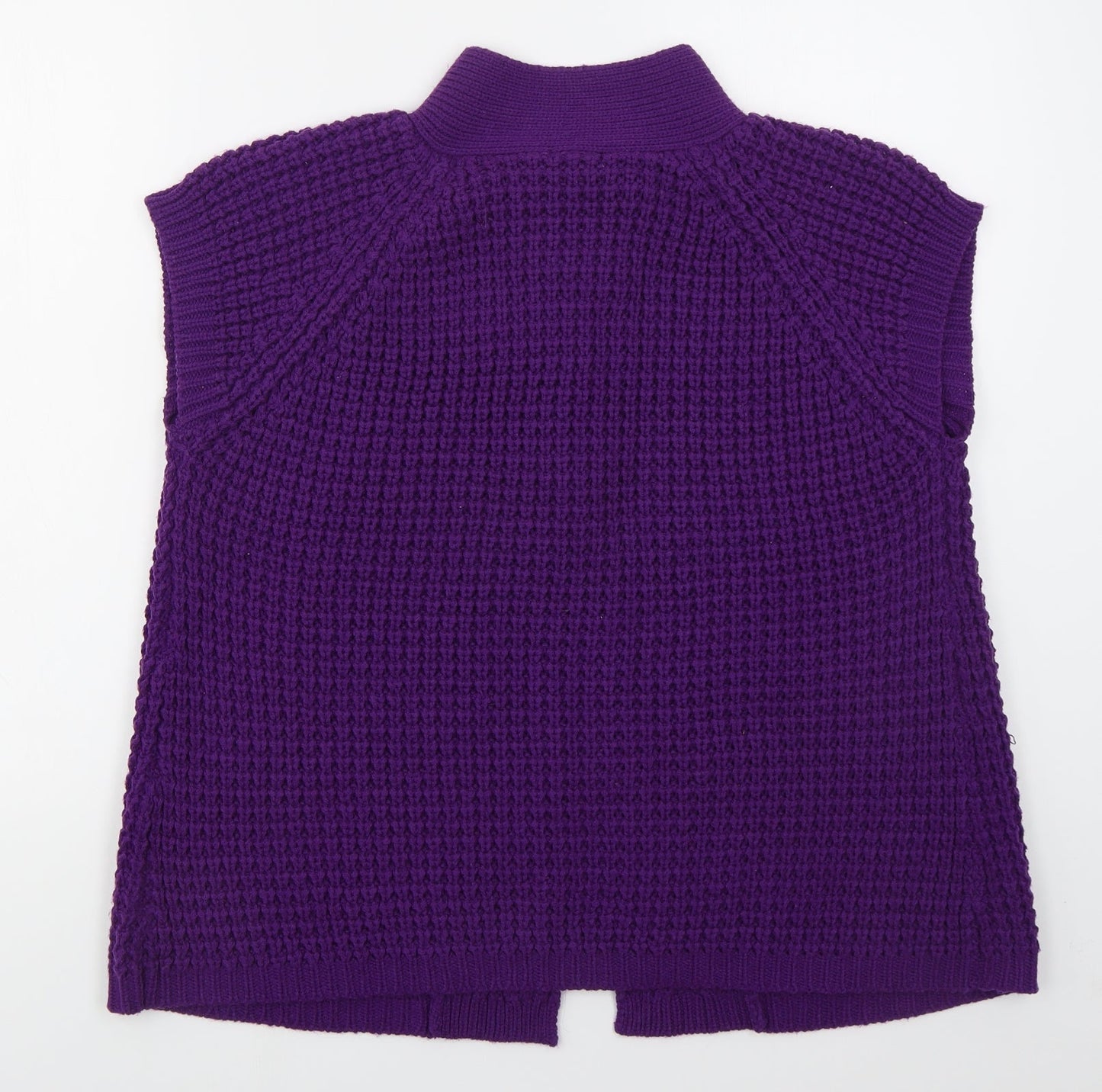 Text Womens Purple Mock Neck  Acrylic Cardigan Jumper Size XL