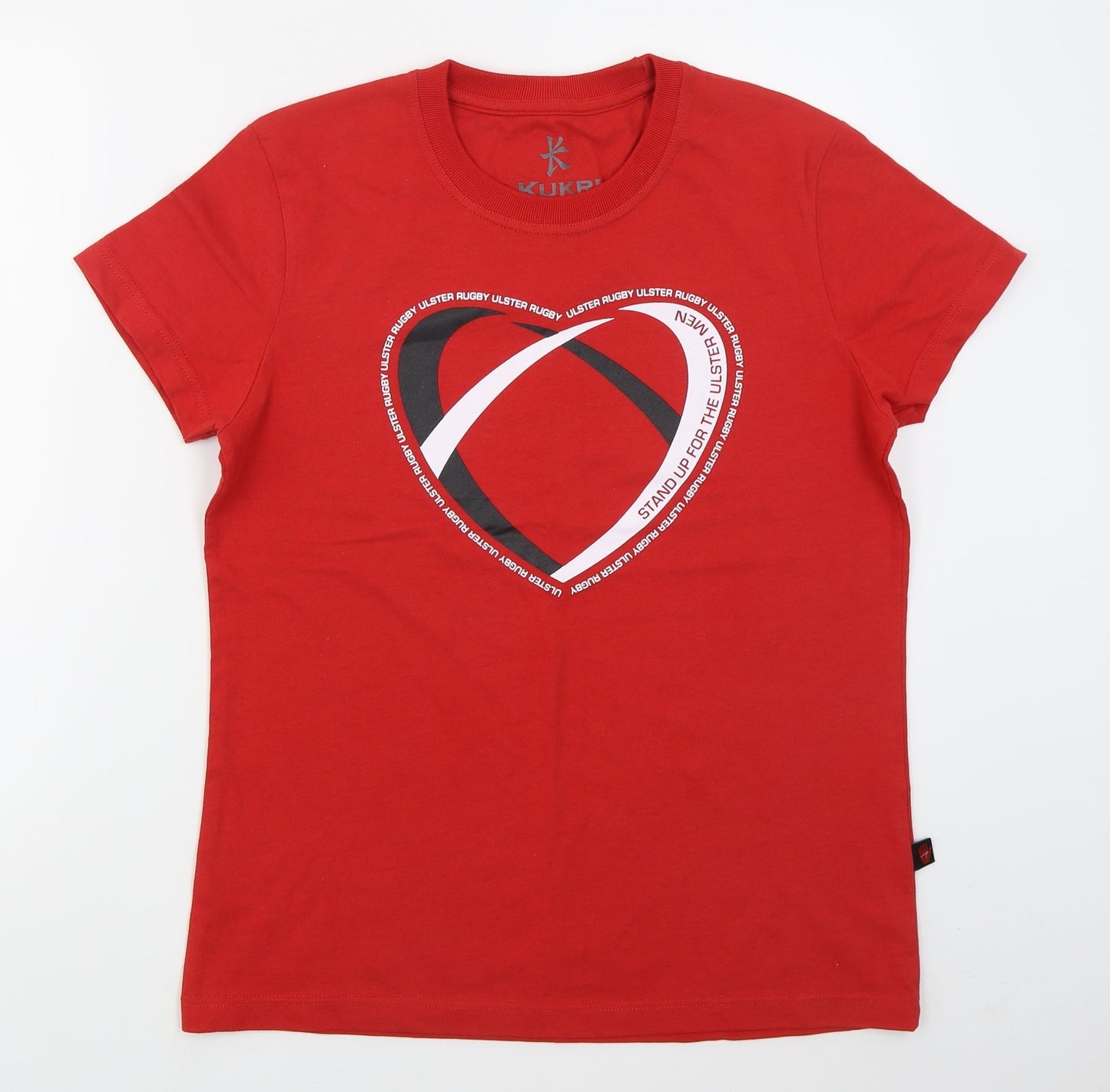 Kukri Womens Red  Cotton Basic T-Shirt Size 14 Crew Neck - Heart