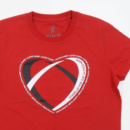 Kukri Womens Red  Cotton Basic T-Shirt Size 14 Crew Neck - Heart