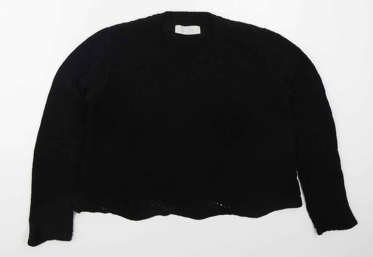 Primark Womens Black Crew Neck  Polyester Pullover Jumper Size 14