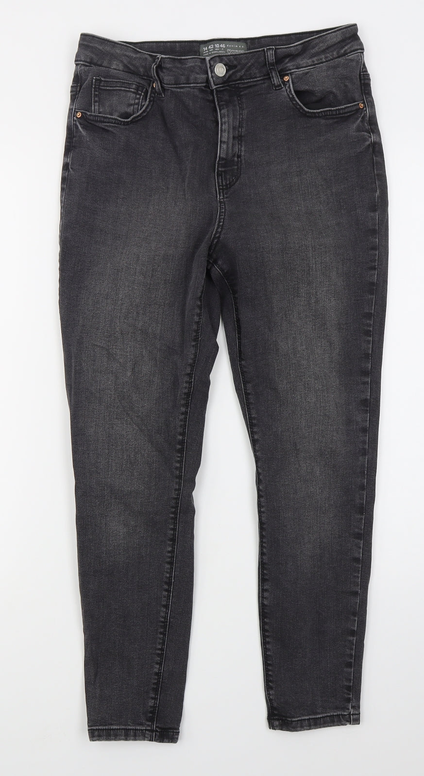 Denim Co Womens Grey  Cotton Skinny Jeans Size 14 L26 in Regular Button