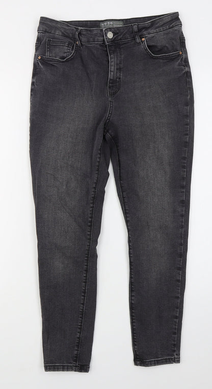 Denim Co Womens Grey  Cotton Skinny Jeans Size 14 L26 in Regular Button