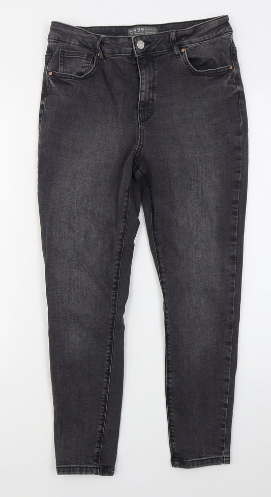 Denim Co Womens Grey  Cotton Skinny Jeans Size 14 L26 in Regular Button