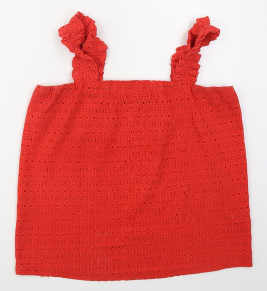 Dunnes Womens Red  Polyester Basic Tank Size M Square Neck
