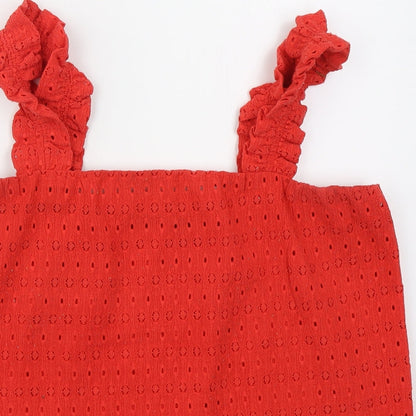 Dunnes Womens Red  Polyester Basic Tank Size M Square Neck