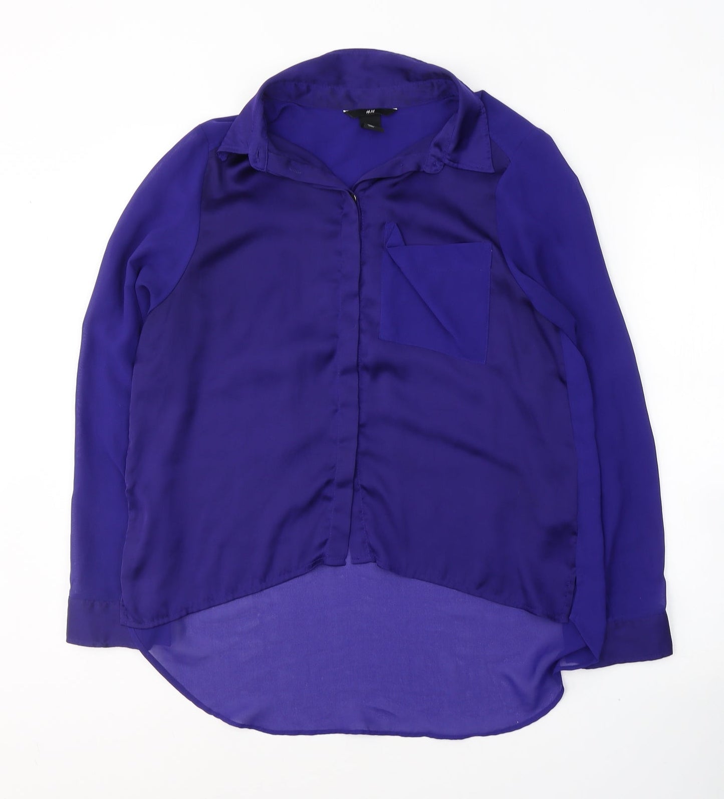Womens UK Size 8 H&M Blue Basic Button-Up