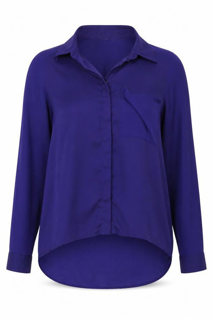Womens UK Size 8 H&M Blue Basic Button-Up