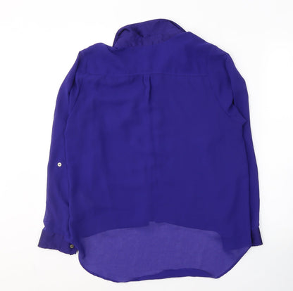 Womens UK Size 8 H&M Blue Basic Button-Up
