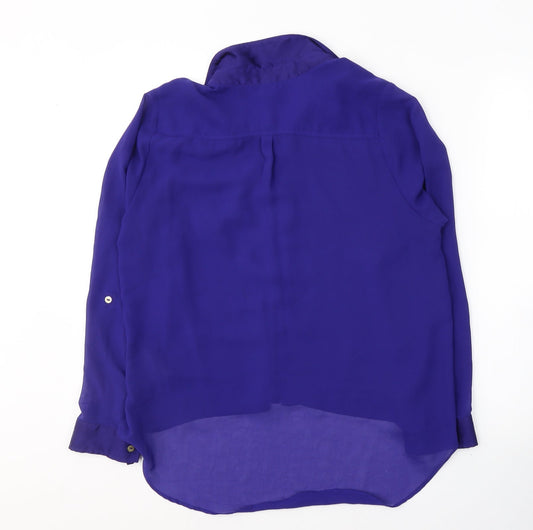 Womens UK Size 8 H&M Blue Basic Button-Up
