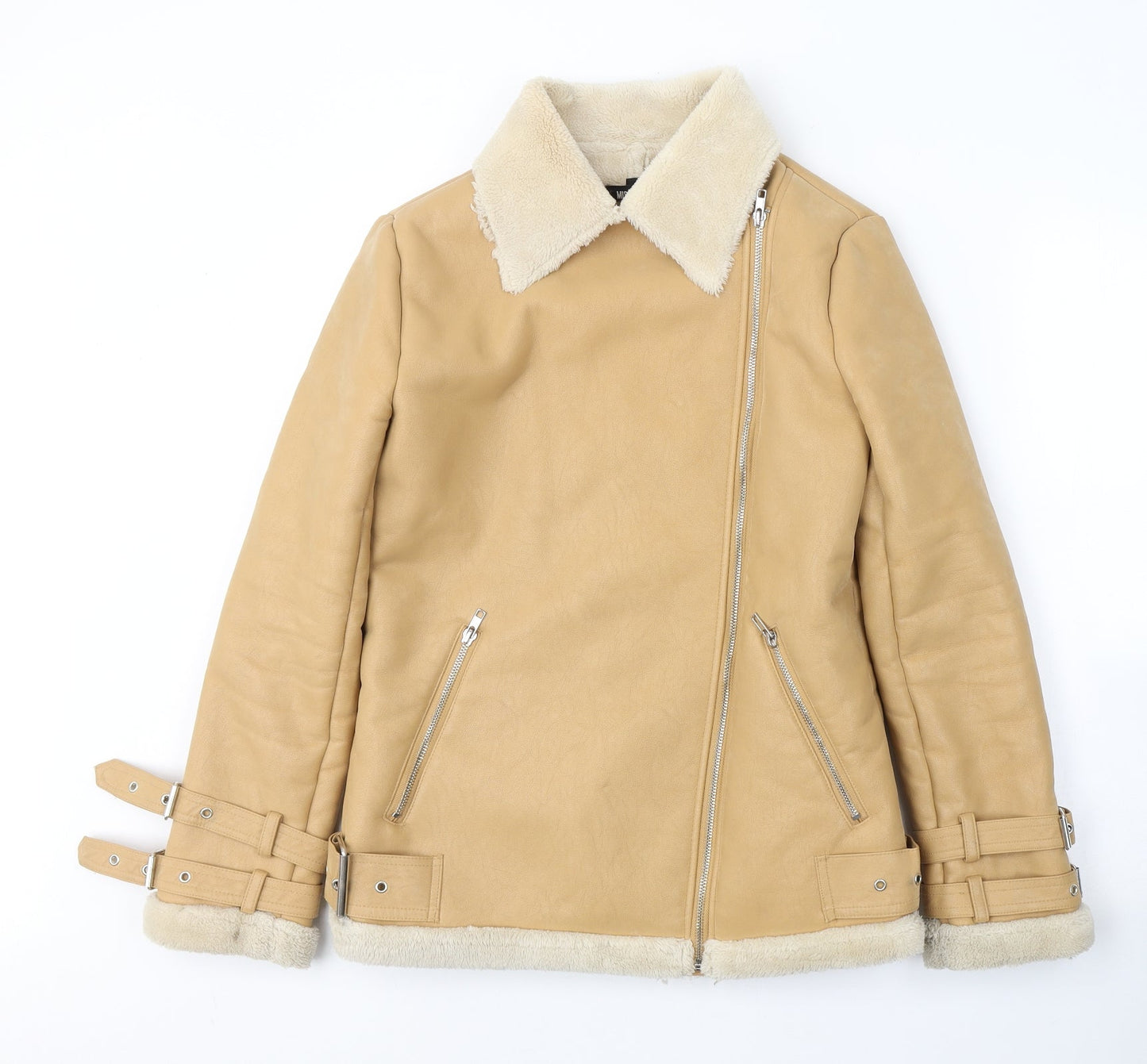 Missguided Womens Beige   Jacket Coat Size 4  Zip