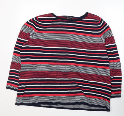 LOVE KNITWEAR Womens Multicoloured Round Neck Striped Acrylic Pullover Jumper Size 22