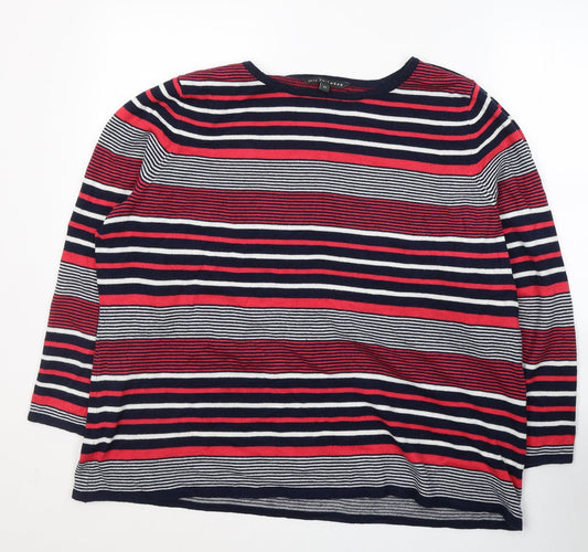 LOVE KNITWEAR Womens Multicoloured Round Neck Striped Acrylic Pullover Jumper Size 22