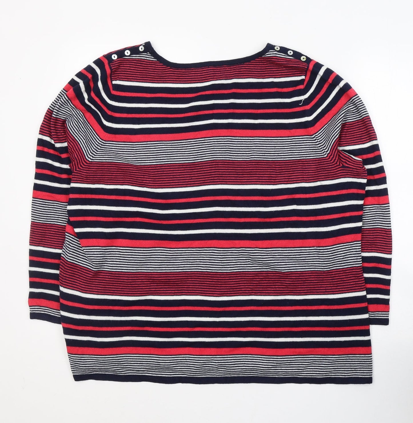 LOVE KNITWEAR Womens Multicoloured Round Neck Striped Acrylic Pullover Jumper Size 22