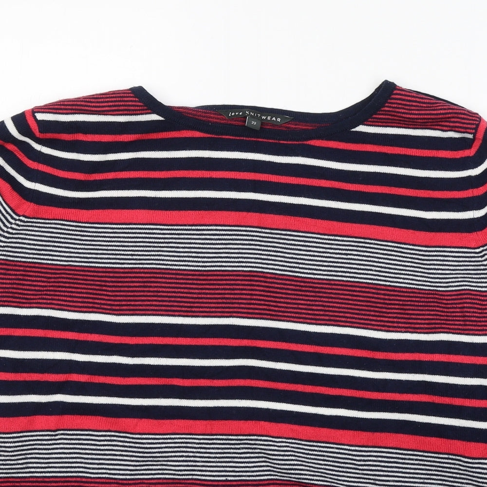 LOVE KNITWEAR Womens Multicoloured Round Neck Striped Acrylic Pullover Jumper Size 22