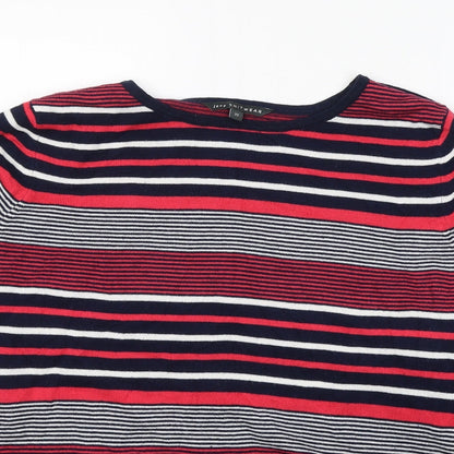 LOVE KNITWEAR Womens Multicoloured Round Neck Striped Acrylic Pullover Jumper Size 22
