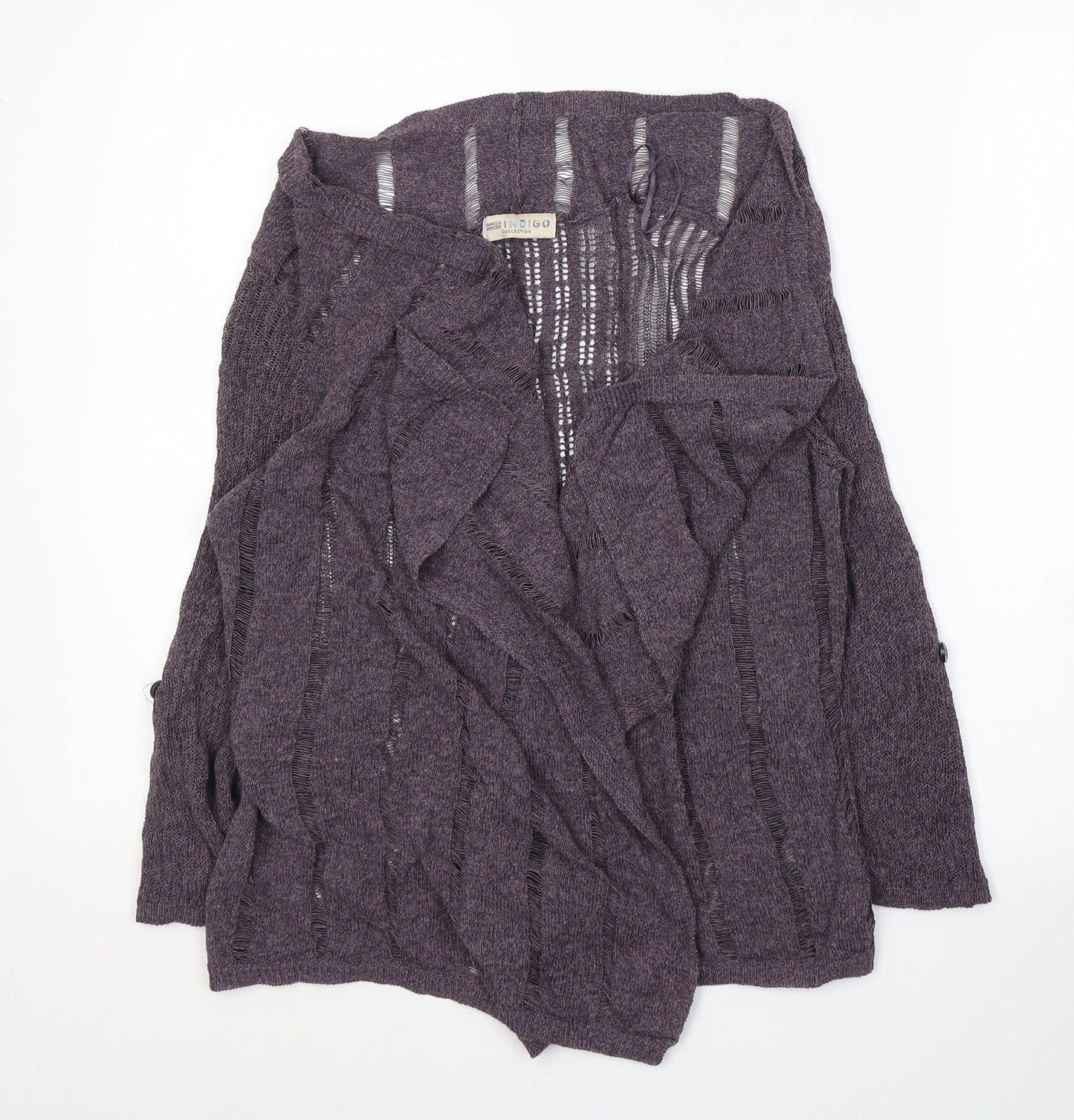 Indigo Womens Purple V-Neck  Viscose Cardigan Jumper Size 8