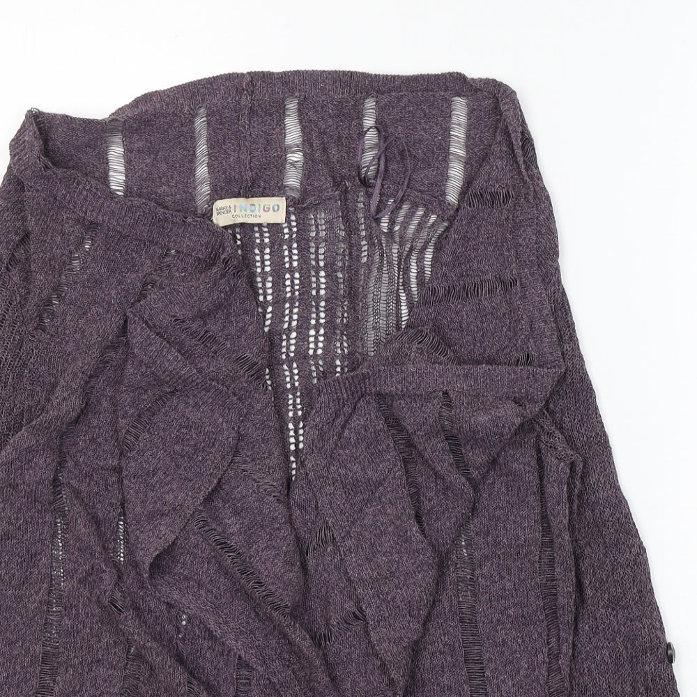 Indigo Womens Purple V-Neck  Viscose Cardigan Jumper Size 8
