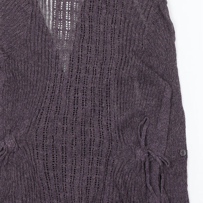 Indigo Womens Purple V-Neck  Viscose Cardigan Jumper Size 8