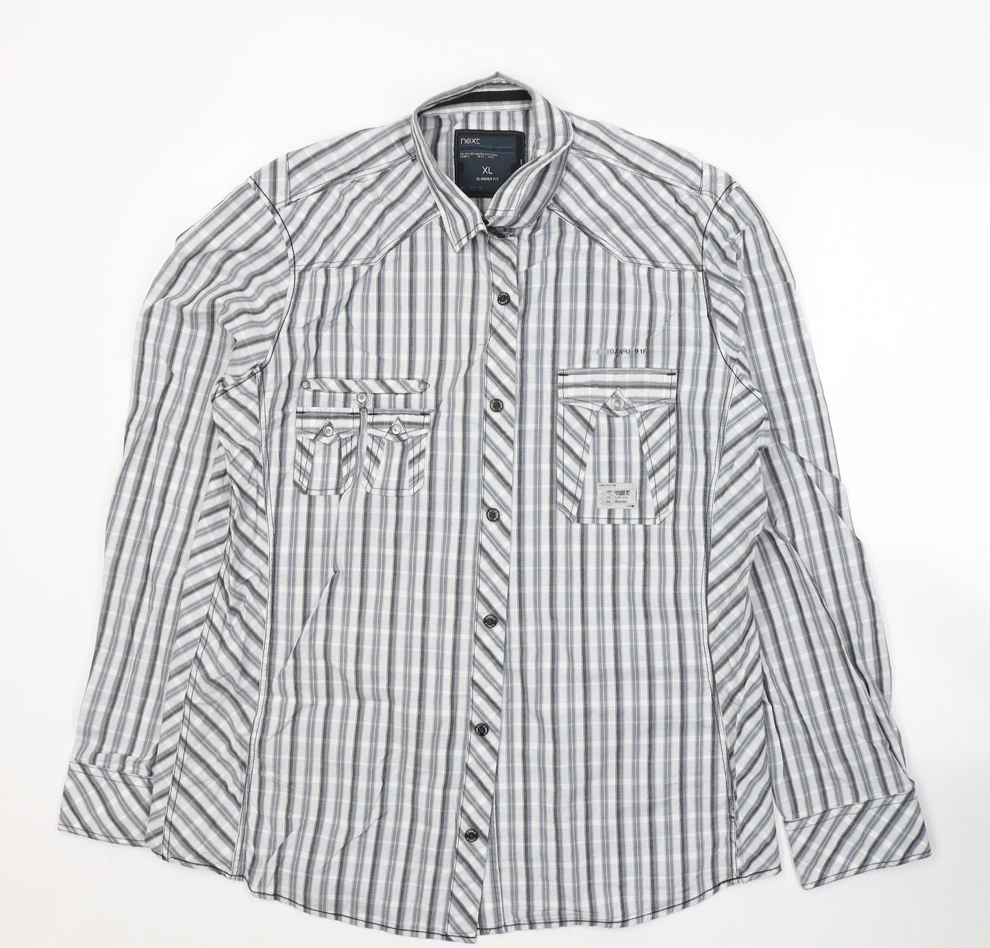 Mens UK Size XL NEXT White  Button-Up Long Sleeve Casual Shirt