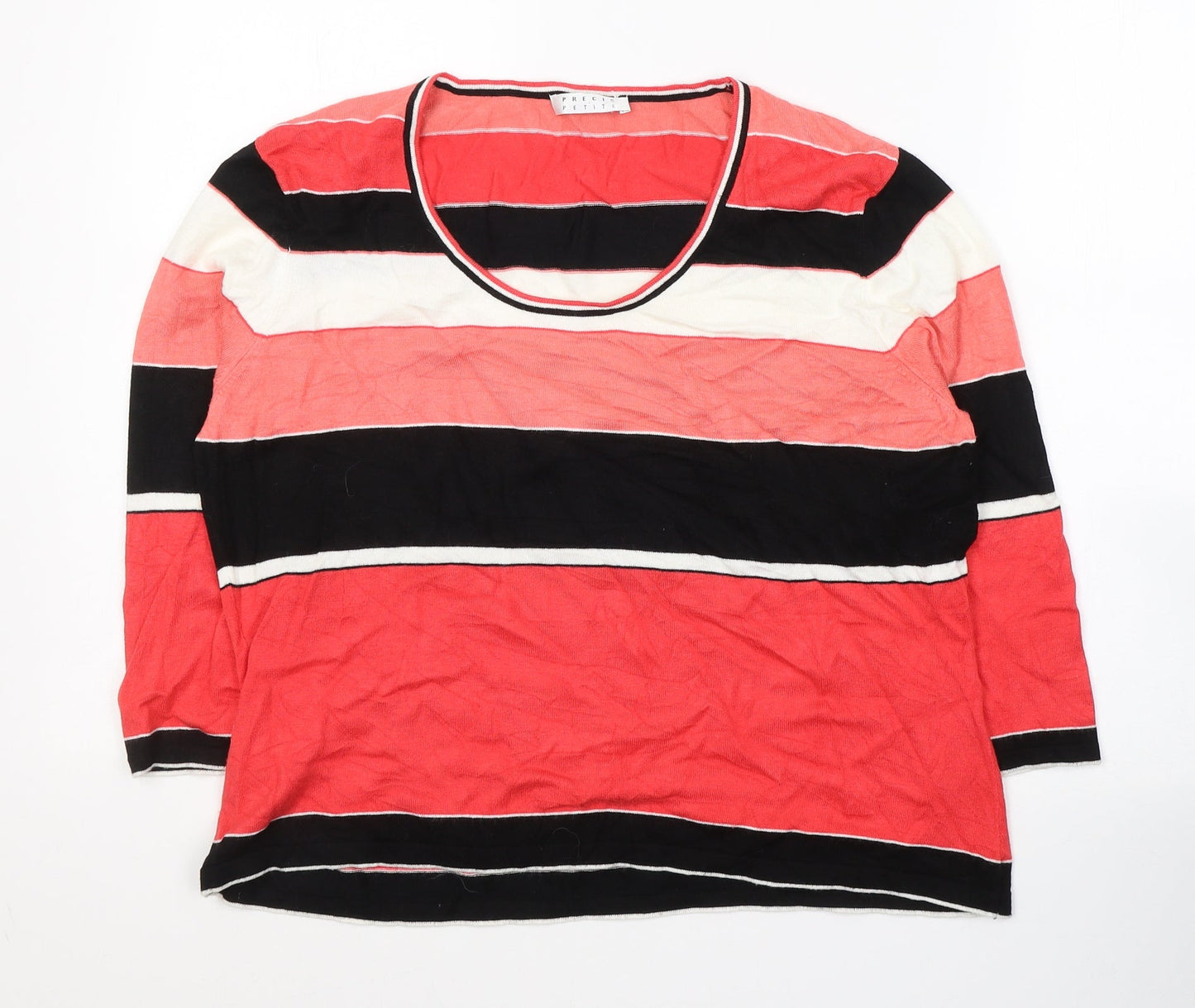 Precis Womens Multicoloured Striped Viscose Jersey Blouse Size L Round Neck