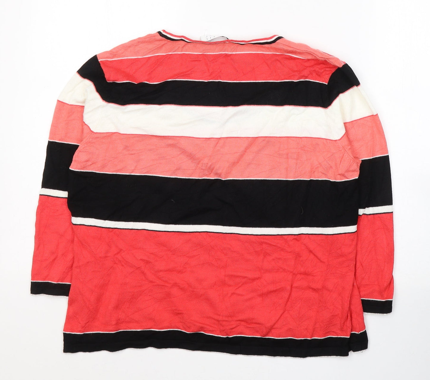 Precis Womens Multicoloured Striped Viscose Jersey Blouse Size L Round Neck