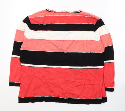 Precis Womens Multicoloured Striped Viscose Jersey Blouse Size L Round Neck