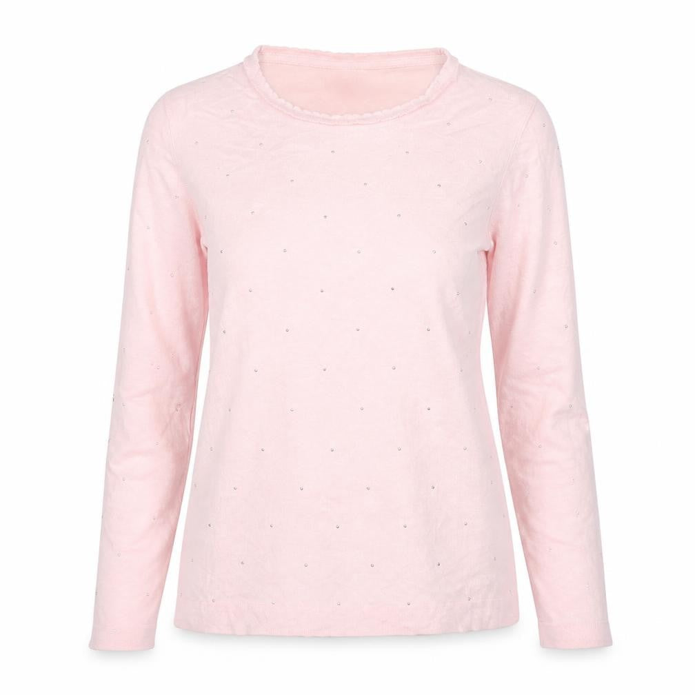 Country Casuals Womens Pink Round Neck Cotton Pullover Jumper Size S