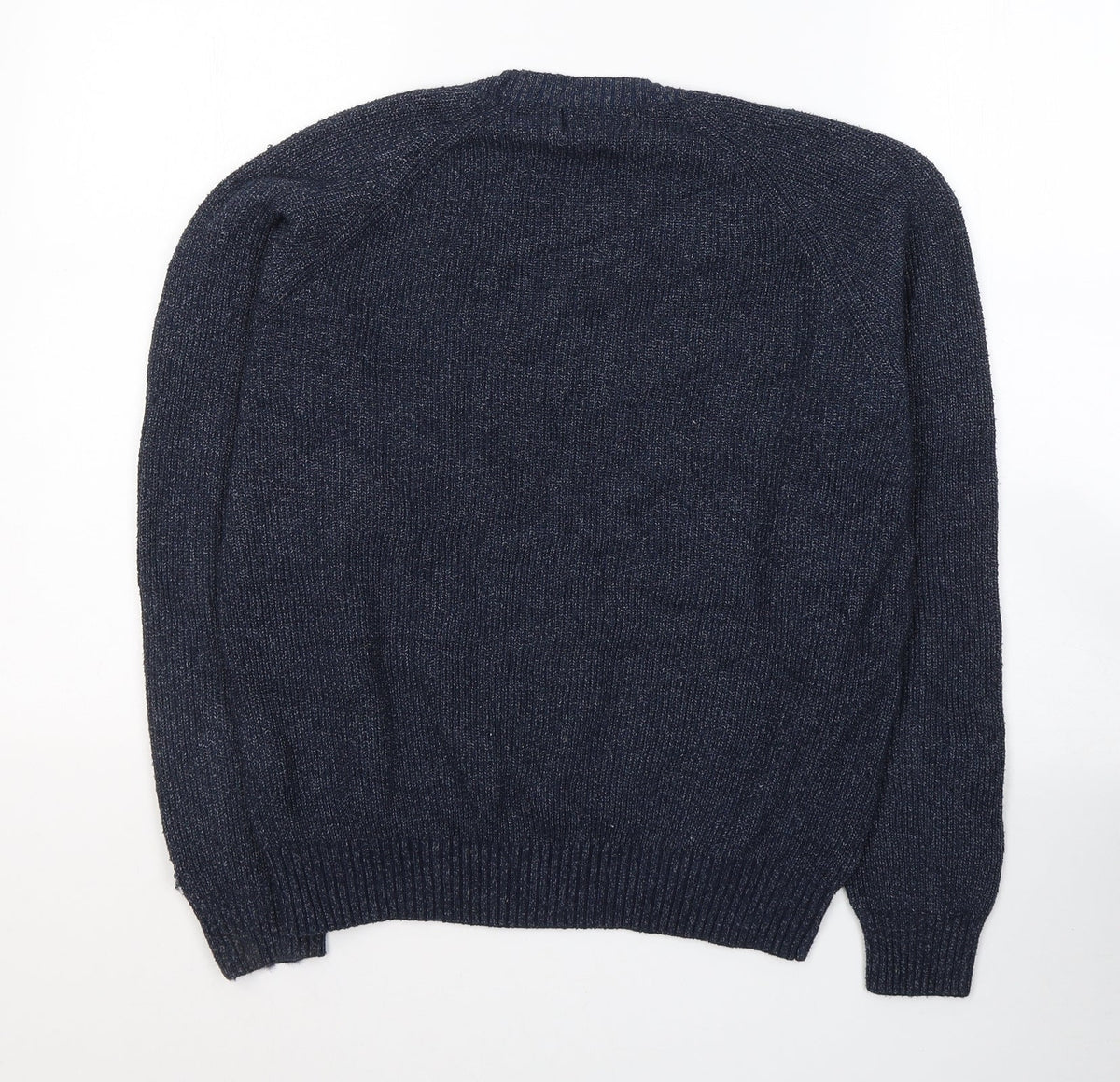 Back view of Macson women’s blue round neck polyester jumper, size XL