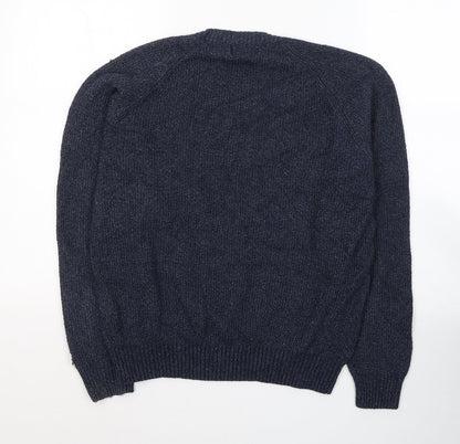 Back view of Macson women’s blue round neck polyester jumper, size XL