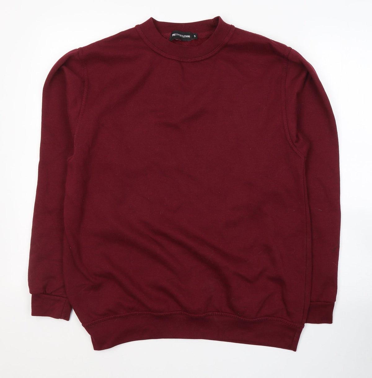 Additional front view of PRETTYLITTLETHING women’s red polyester pullover sweatshirt, size S, pullover