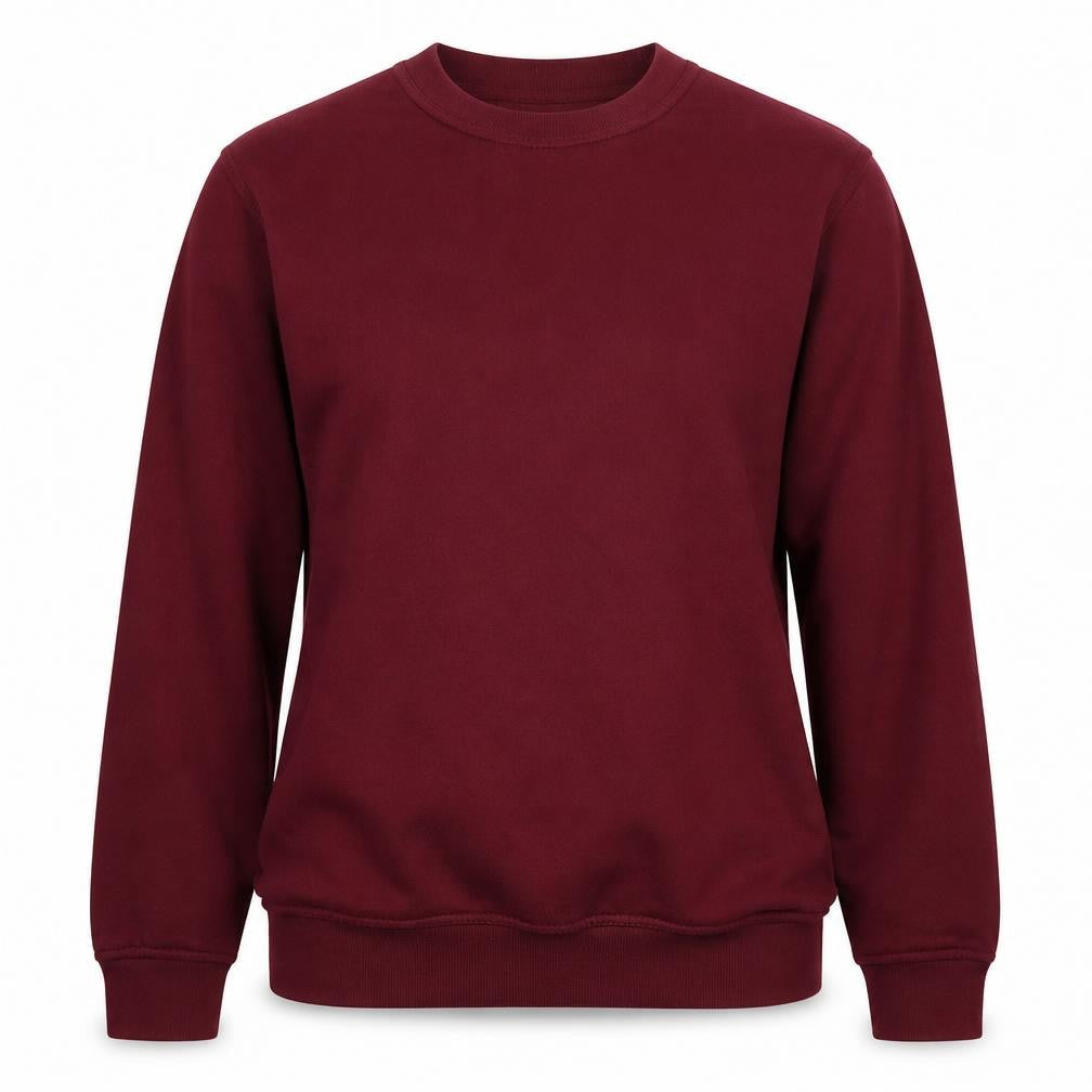 Front view of PRETTYLITTLETHING women’s red polyester pullover sweatshirt, size S, pullover