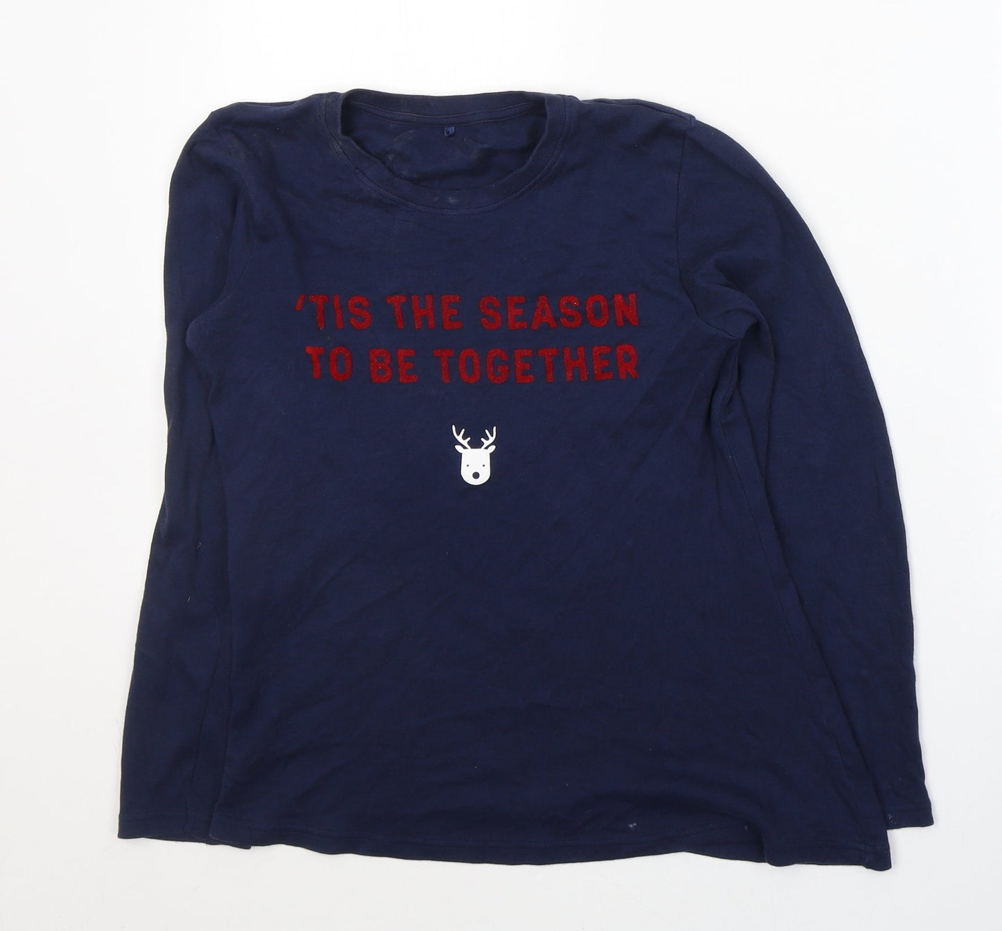 George Boys Blue  Cotton Basic Casual Size 13-14 Years Round Neck Pullover - Christmas jumper