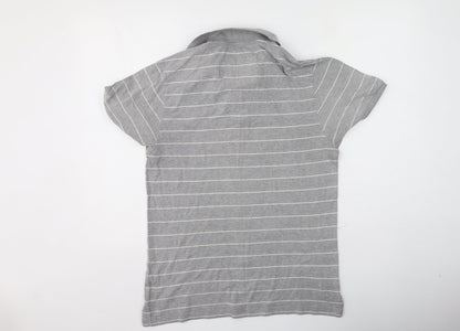 Cedar Wood State Mens Grey Striped Cotton  Polo Size M Collared
