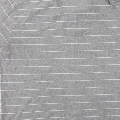 Cedar Wood State Mens Grey Striped Cotton  Polo Size M Collared