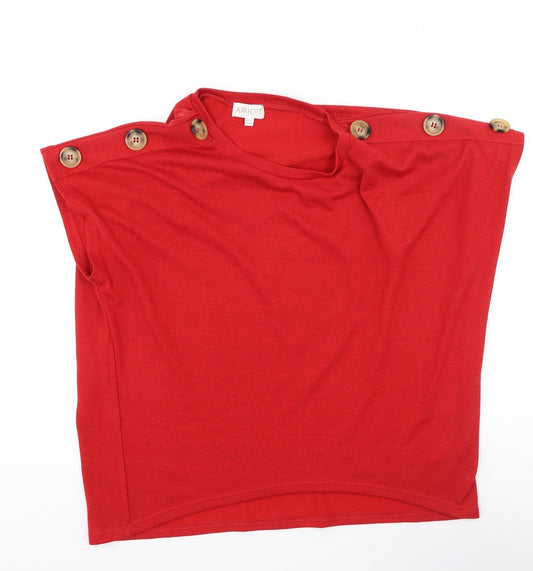 Womens UK Size 12 Apricot Red Basic T-Shirt