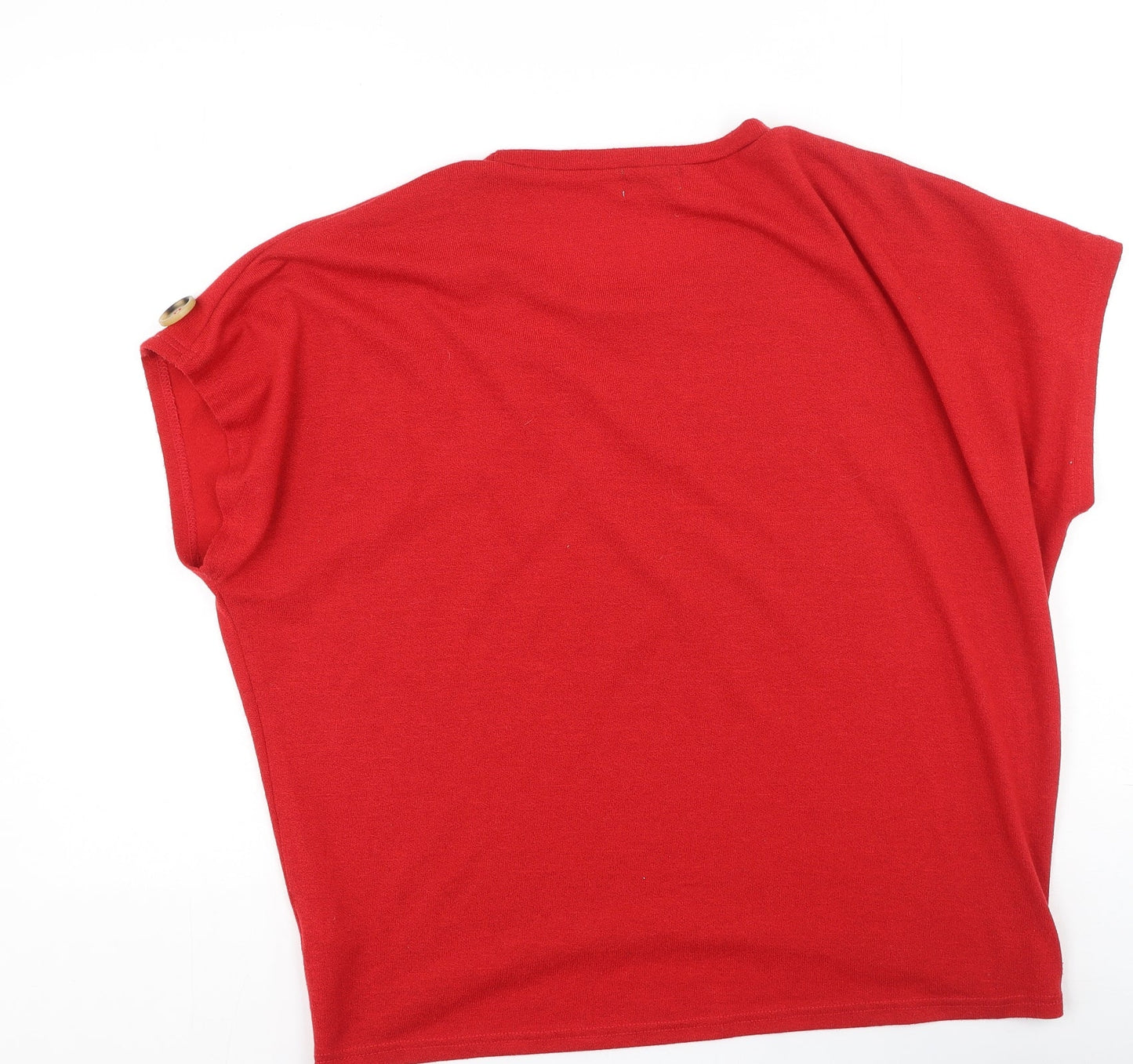 Womens UK Size 12 Apricot Red Basic T-Shirt