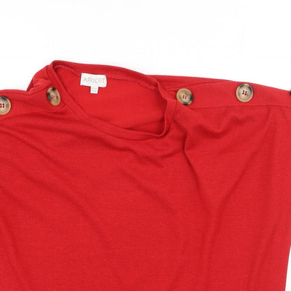 Womens UK Size 12 Apricot Red Basic T-Shirt