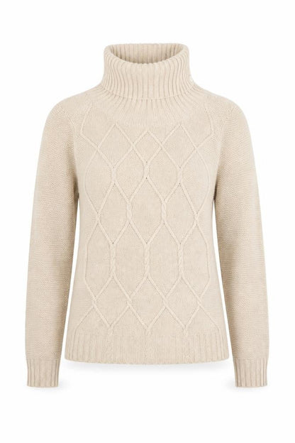 Country Casuals Womens Beige High Neck Cotton Pullover Jumper Size S
