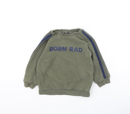 Primark Boys Green  Polyester Pullover Jumper Size 18-24 Months   - Born Rad
