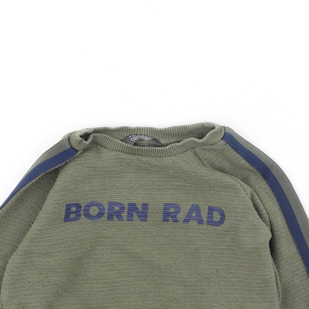 Primark Boys Green  Polyester Pullover Jumper Size 18-24 Months   - Born Rad