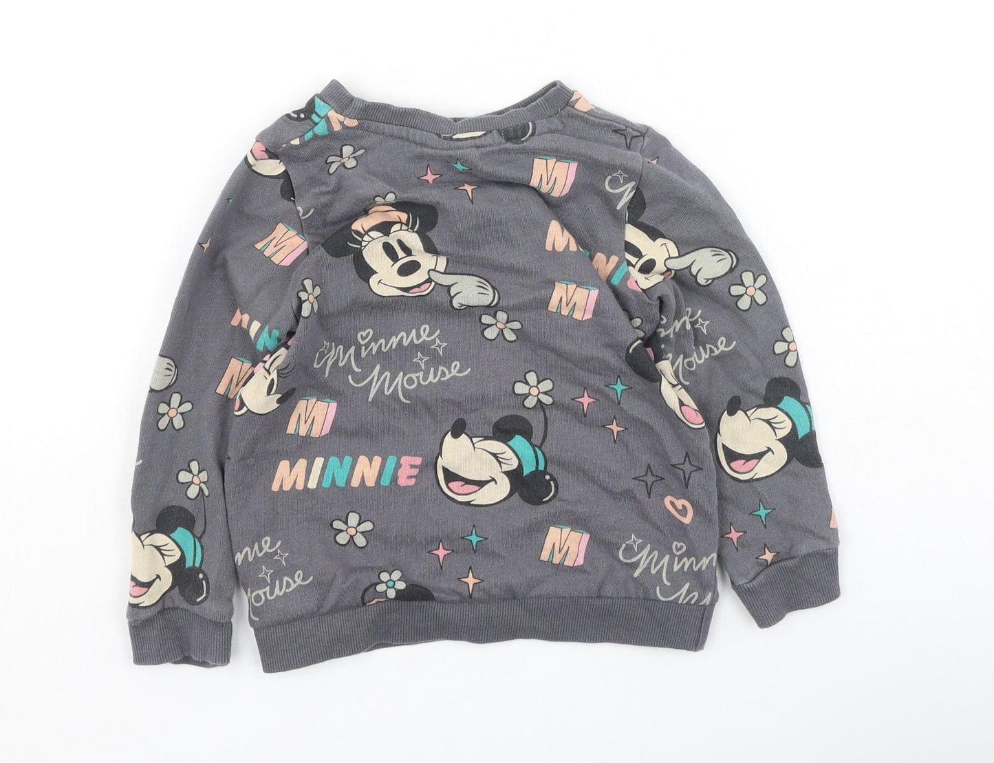 George  Boys Grey Round Neck  Cotton Pullover Jumper Size 2-3 Years   - Minnie Mouse
